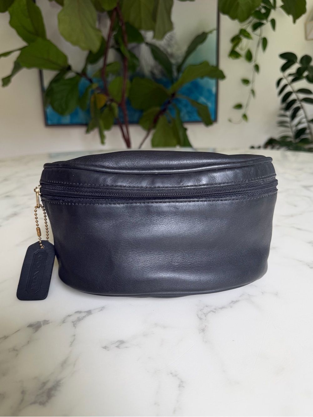 Coach Vintage Canteen Waist Pouch 0515 Black Leather Belt Bag 90's Y2K 515